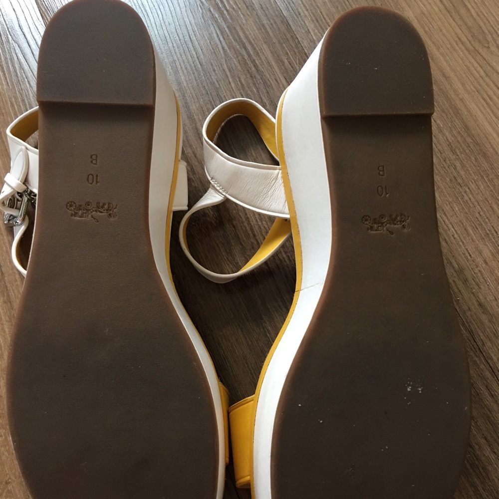 COACH Platform/Wedge Sandals - Yellow & Creme - Picture 5 of 7